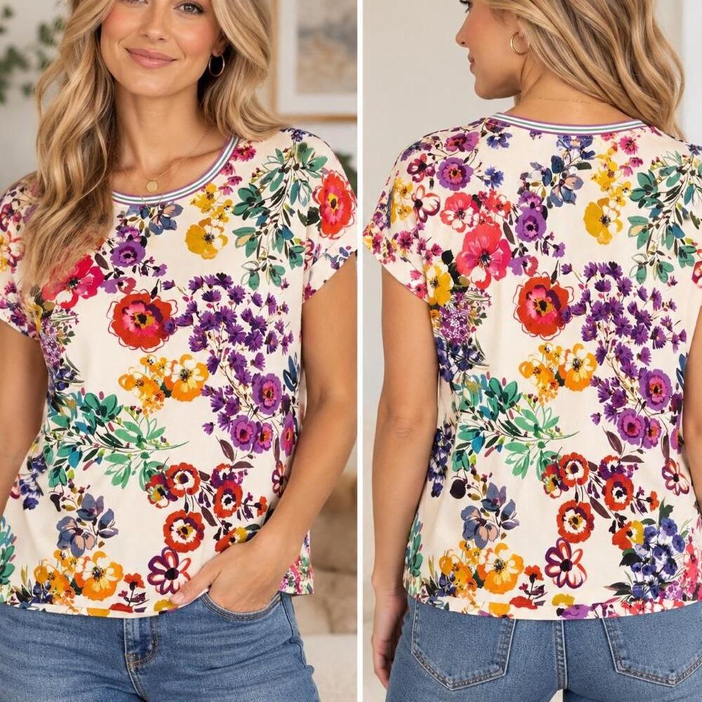 Johnny Was XL Janie Favorite Floral Print Top